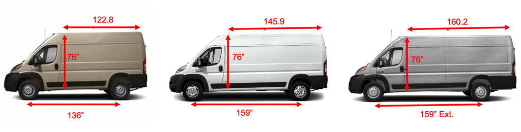 Ram Promaster VanLife dimension information