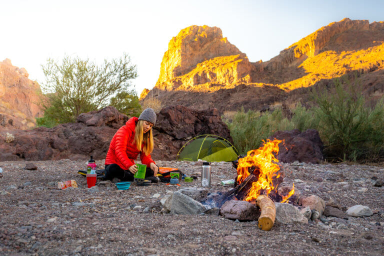 Kayaking Black Canyon, Campsite with Campfire