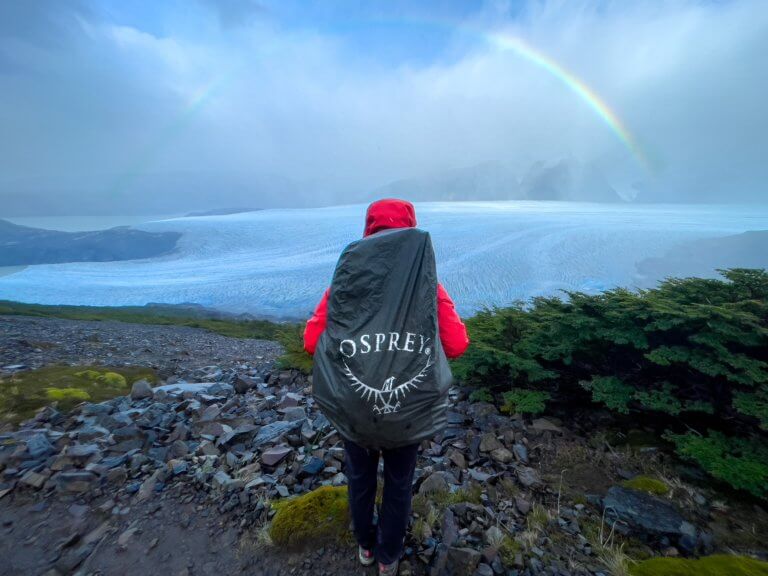 Torres del Paine Trek, Grey Glacier with Rainbow