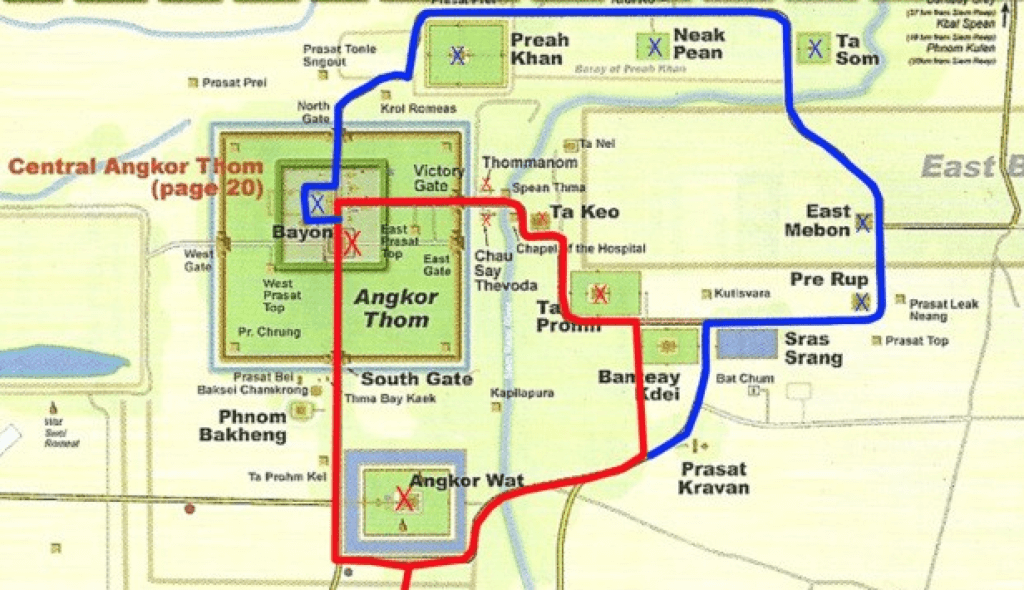 Angkor Wat small and grand circuit map
