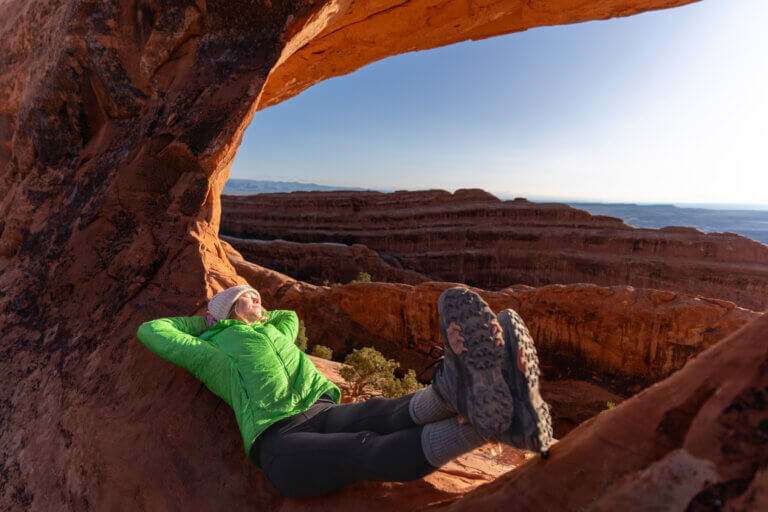 Sunrise in Devil's Garden Primitive Loop in Arches National Park